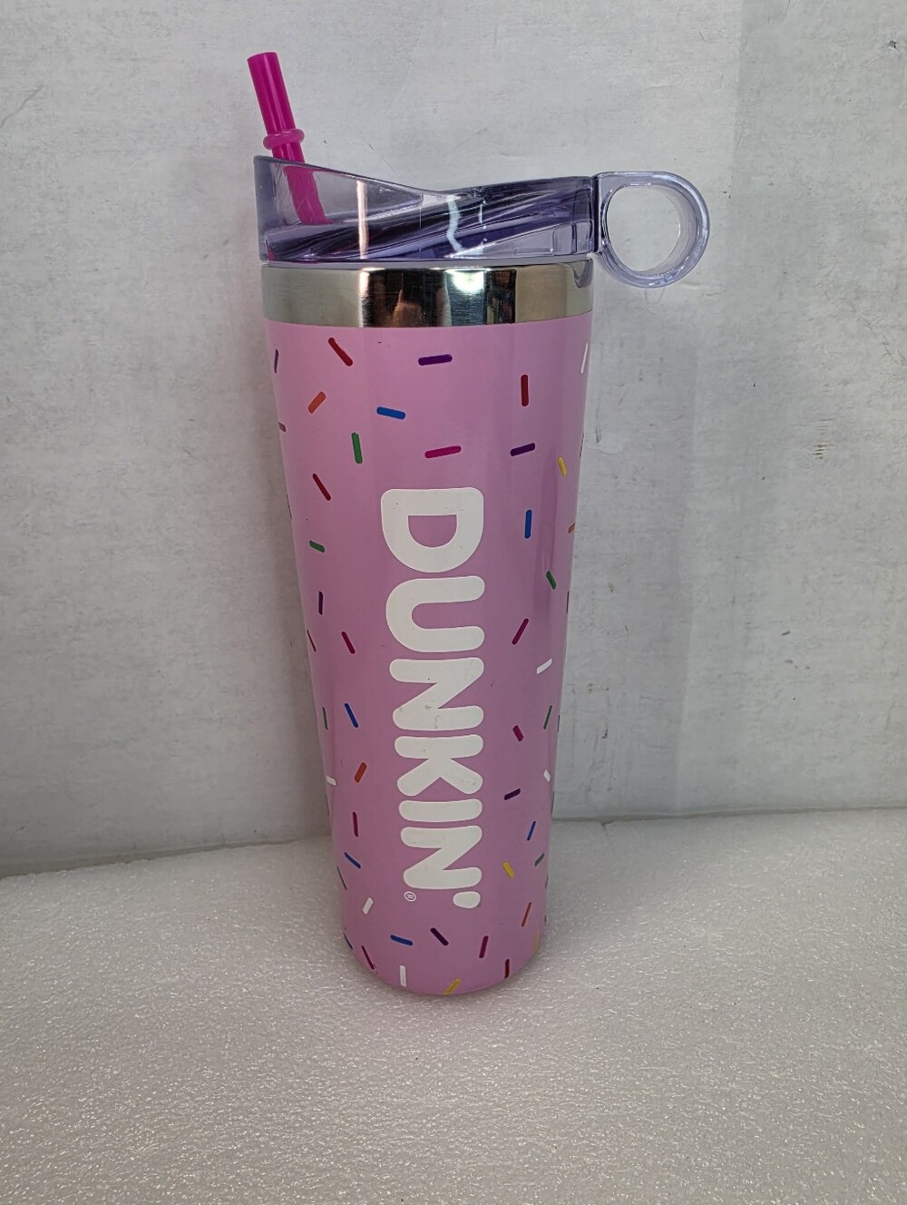 Dunkin (2024) Limited Edition Pink Sprinkles Insulated Travel Cup. POVGC